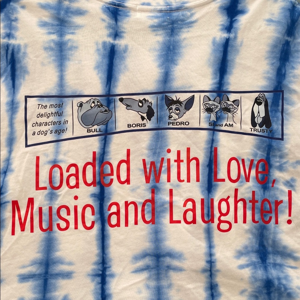 Disney Lady and the Tramp Tie-Dye Tee - Blue & White 2X New without Tags - Picture 11 of 11